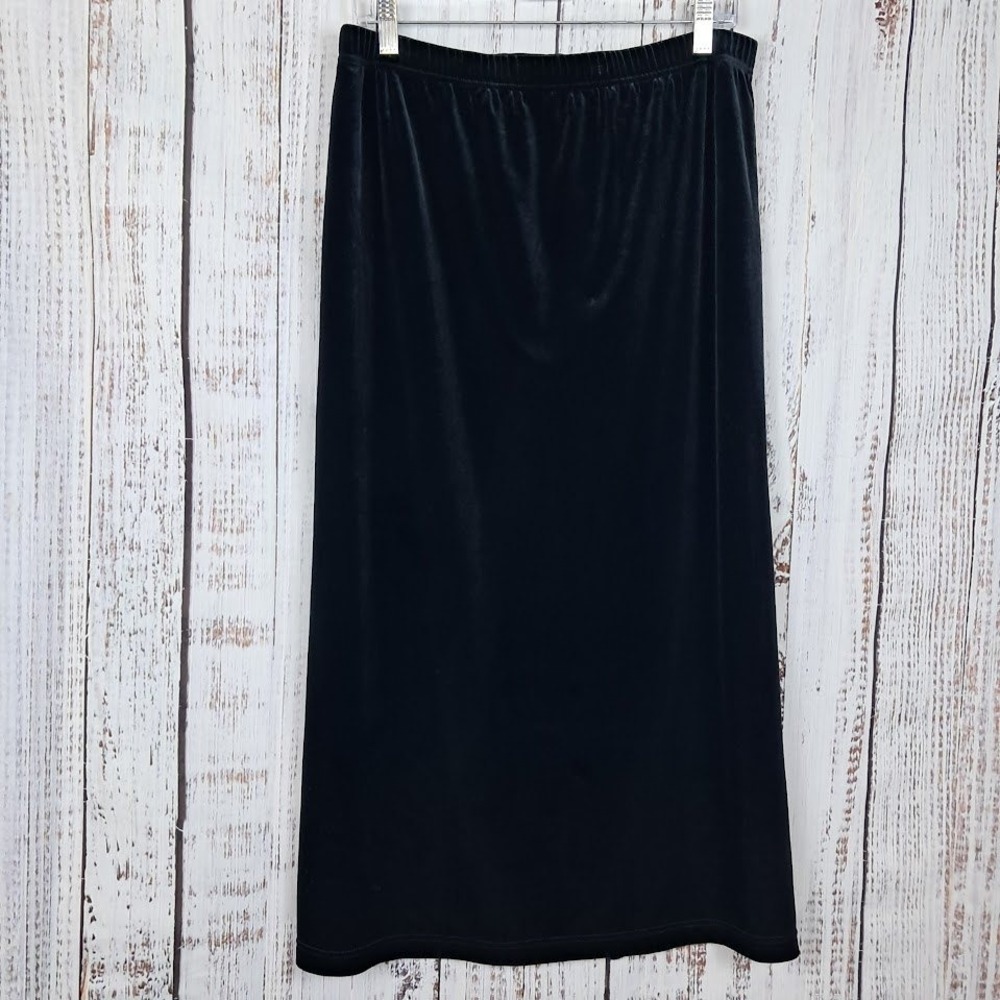 Vintage Freeport Studio MP Black Velvet Maxi Skirt‎ Slit Pull On Romantic Goth